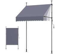 Toldo retráctil manual, de 150 cm, para exteriores, ideal para patios, con protección solar. Toldo ajustable en altura para puertas y ventanas, con manivela manual, perfecto para jardines, balcones y