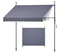 Toldo retráctil manual, de 300 cm, para exteriores, ideal para patios, con protección solar. Toldo ajustable en altura para puertas y ventanas, con manivela manual, perfecto para jardines, balcones y