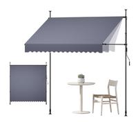 Toldo retráctil manual VEVOR, toldo de patio retráctil de 98" para exterior, refugio parasol, toldo ajustable para puerta y ventana de patio con manivela manual para patio trasero, jardín