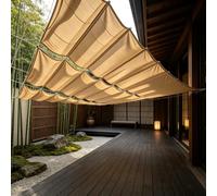 Toldo Retráctil Ondulado 130 x 540 cm (Tamaño Personalizado) - Protección UV 98%, Resistente Al Clima y Desgarro Toldo Curvado Rectangular para Terraza Balcon Jardín, Amarillo Arena