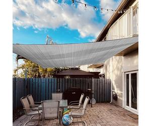 Toldo solar impermeable, juego de 3x5 metros, incluye cuerdas de sujeción, rectangular, de poliéster tratado, protección UV del 95%, protección contra el viento, resistente a la intemperie, ideal para