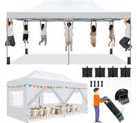Toldo tipo Gazebo emergente de 3x6m con pared lateral, tienda plegable impermeable, tiendas de pérgola para exteriores, Gazebos para jardín, fiesta, Camping y playa Black