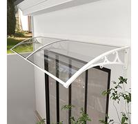 Toldo transparente resistente a los rayos UV para ventana al aire libre, refugio de lluvia de policarbonato autolimpiante con aluminio blanco, ideal para puerta delantera, 39in x47in / 100 x 120 cm