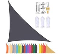 Toldo triangular con ojales, impermeable, 90 % de protección UV para balcón, jardín, piscina, playa, patio, color gris elegante, 3 x 3 x 4 pies