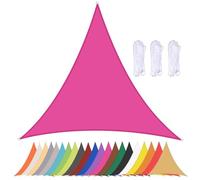 Toldo triangular impermeable 90% de protección UV, resistente al viento con ojales para balcón, terraza, jardín, playa, piscina, patio trasero, color rojo rosa, 3 x 3 m
