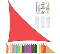 Toldo triangular impermeable con ojales, 90 % de protección UV para balcón, terraza, jardín, playa, piscina, patio trasero, rojo, 3 x 3 x 4 pies, solución de sombra para exteriores