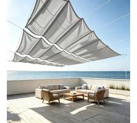 Toldo Vela de Sombra Retráctil 110 x 540 cm Impermeable, 98% Rayos UV Resistente Al Desgarro, Personalizable, Protección Solar Toldo Retráctil, Pérgola Ajustable para Jardines, Gris Claro