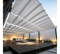 Toldo Vela de Sombra Retráctil 190 x 540 cm Impermeable, 98% Rayos UV Resistente Al Desgarro, Personalizable, Protección Solar Vela de Sombra Rectangular para Terraza Balcon Jardín, Gris Claro