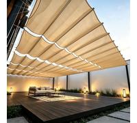 Toldo Vela de Sombra Retráctil 210 x 540 cm Impermeable, 98% Rayos UV Resistente Al Desgarro, Personalizable, Protección Solar Vela de Sombra Rectangular para Terraza Balcon Jardín, Amarillo Arena