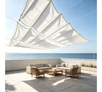 Toldo Vela de Sombra Retráctil 220 x 540 cm Impermeable, 98% Rayos UV Resistente Al Desgarro, Personalizable, Protección Solar Toldo Retráctil, Pérgola Ajustable para Jardines, Blanco