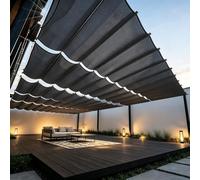 Toldo Vela de Sombra Retráctil 220 x 540 cm Impermeable, 98% Rayos UV Resistente Al Desgarro, Personalizable, Protección Solar Vela de Sombra Rectangular para Terraza Balcon Jardín, Gris Oscuro