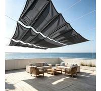 Toldo Vela de Sombra Retráctil 50 x 540 cm Impermeable, 98% Rayos UV Resistente Al Desgarro, Personalizable, Protección Solar Toldo Retráctil, Pérgola Ajustable para Jardines, Gris Oscuro