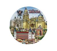 Toledo España imán de refrigerador Redondo 3D Recuerdos turísticos Artesanal Resina Artesanal imanes hogar Cocina decoración imán de Nevera colección Regalo