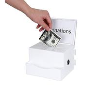 TOLIDA Caja de Sugerencias-Blanca de Acrílico de 6 Caras Caja de Donación con Cerradura y dos Llaves (6.4 x 5.6 x 4.4 pulgadas) para Tarjetas de Visita Boletos de Rifas Monedas