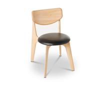 Tom Dixon Silla de comedor Slab con asiento tapizado Roble natural-cuero negro