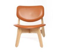 Tom Dixon Sillón lounge Slab con asiento tapizado Roble natural-cuero coñac