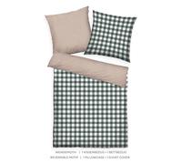 Tom Tailor - Juego de Cama de Franela (80 x 80 cm + 135 x 200 cm, 100% algodón/Franela, con diseño Reversible y Cremallera de Marca de Colores, diseño de Cuadros clásicos, Verde y marrón)