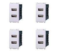 Toma Cargador Doble USB Type-A Compatible Vimar Plana 5Vdc 2.1A Color Blanco 2402 Kit 4 Unidades
