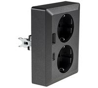 ChiliTec Toma con contacto de protección MILOS 2 vías Empotrable 250V~/16A USB-A USB-C PD Antracita