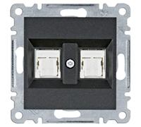 Toma datos dobleRJ45 cat5e UTPHager Lumina Intense WL2123Negro