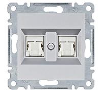 Toma datos dobleRJ45 cat6e UTPHager Lumina Intense WL2162Plata