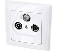 Toma de Antena empotrada de 3 Orificios, Sat, TV, HDTV, Full HD, Ultra HD 4K, Todo en Uno, Serie G1 Blanco Puro