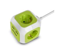 GreenBlue GB118G - MagicCube, Toma de Corriente cuádruple, 2 entradas USB, Longitud del Cable 1,4m