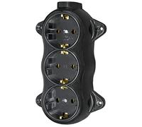 Toma de corriente de montaje en superficie retro - 3 enchufes - 16 A - 250 V - montaje en pared - latón - grueso - negro - aspecto retro - baquelita - ÓPTICA ANTIGUA
