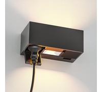 ledscom.de Toma de corriente de pared WAST para exteriores, IP44, doble, antracita, con luces LED hacia arriba y hacia abajo incluidas, 791 lm, blanco cálido