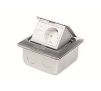 Toma de corriente empotrable para suelo LEDmaxx, 1 toma de corriente, 1 conector RJ45, aluminio, de forma rectangular