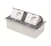 Toma de corriente empotrable para suelo LEDmaxx, 2 tomas de corriente, 2 puertos RJ45, aluminio, rectangular