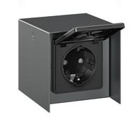 Toma de corriente exterior de 1 salida STEDDA IP44, acero inoxidable, color