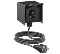 Toma de corriente exterior simple STEDDA con cable de 2 m, IP44, acero