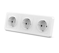 Toma de Corriente Schuko de 3 Enchufes, Toma de Pared Triple Empotrada (16A/250V), Enchufe Estándar UE Toma de Corriente Triple Separada 224 * 82mm, para Dormitorio, Cocina, Oficina, Blanco