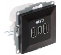Toma de corriente USB de pared, marca Elektro-Plast, modelo Nasielsk, color negro, referencia 4108-19