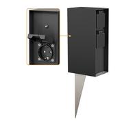 ledscom.de Columna de Enchufe para jardín POMI con Toma de Tierra para Exterior, IP44, Sensor crepuscular, Triple, Negro, Angular, 23cm