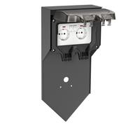 ledscom.de Columna de enchufes para jardín POXO con estaca para Clavar en el Suelo, para Exterior, IP65, de 2 Tomas