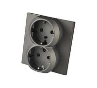 Toma de pared empotrada doble Schuko con conexión a tierra - Enchufe sin marco Gris, 16A 250V, para hogar y oficina - WESA
