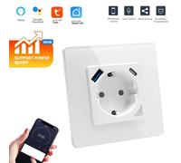 Toma de pared WiFi inteligente Tuya de 16 A con puertos USB y tipo C integrados