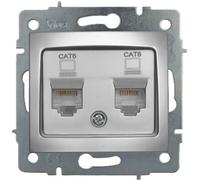 Toma doble de datos RJ45sin marco serie EuropaSOLERA ERP88/2APlata