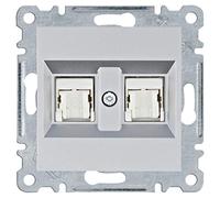 Toma doble RJ45, cat.5e,UTP,lumina,plata