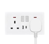 Toma eléctrica, enchufe múltiple - Adaptador de extensión doble con 2 puertos, convertidor para dormitorio, oficina, casa, baño exterior
