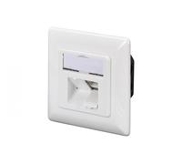 Toma empotrada 2x RJ45, apantallada, LSA, cat.5e, campo de etiqueta, a prueba de polvo, color blanco