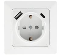 Toma MILOS con USB-C/PD, Enchufes Pared, Blanco Mate, Con Marco