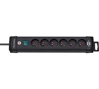 Toma premium-line 6 enchufes negro 3,00 m h05vv-f 3g1,5