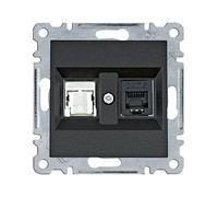 Toma RJ11/12 + RJ45, lumina, negro