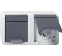 Toma Schuko Doble Gira Con Tapa Articulada IP44 Gris - 478130