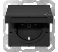 Toma Schuko Gira Sistema 55 Con Tapa De Seguridad Negro Mate - 4414005