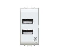 Toma USB 2.4 A a 2 salidas sobre módulo individual compatible con Gewiss Chorus Blanca