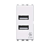 Toma USB de pared 2.4 amperios, compatible con Vimar Plana, color blanco